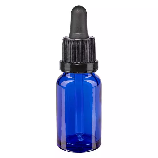 Frasco de farmácia azul 10ml pipeta preto/preto OV