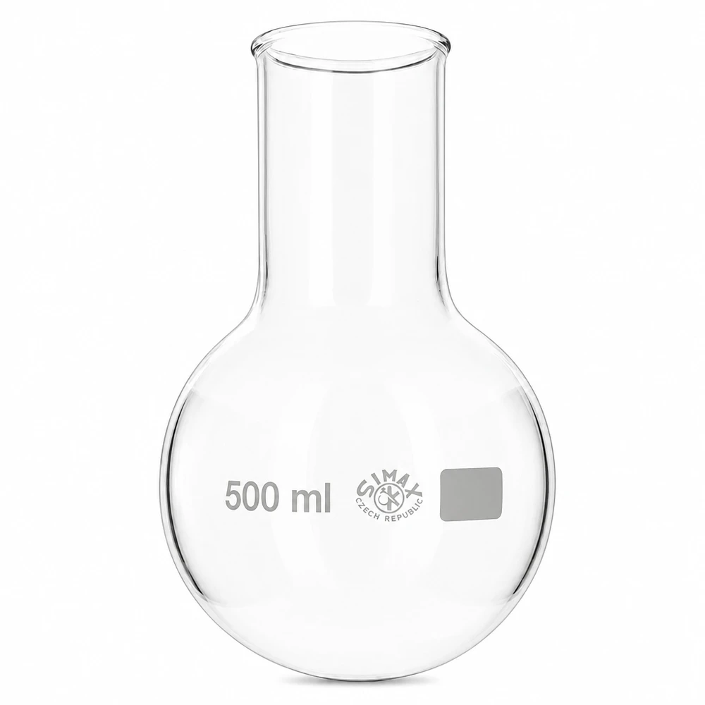 Frasco de fundo redondo 500ml gargalo largo Frasco de boca larga e fundo redondo de 500 ml com abertura grande para facilitar o enchimento e a limpeza