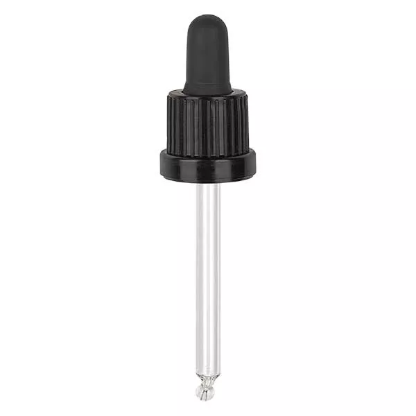 Pipeta conta-gotas de vidro, preto/preto PL70 com fecho inviolável III