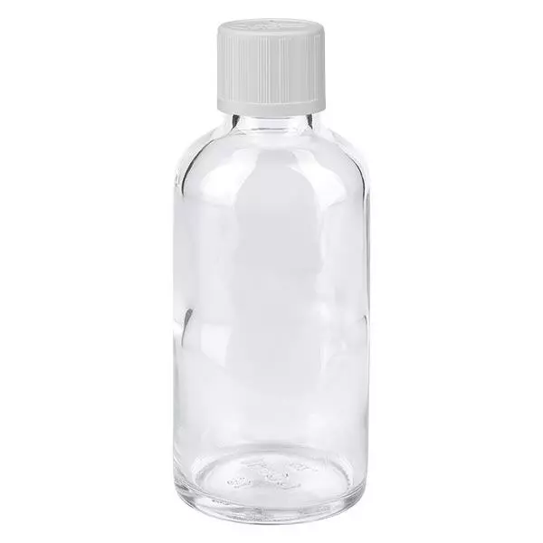 Frasco de farmácia transparente 50ml tampa de rosca branco padrão resistente a crianças Frasco de farmácia transparente 50ml tampa de rosca branco padrão resistente a crianças
