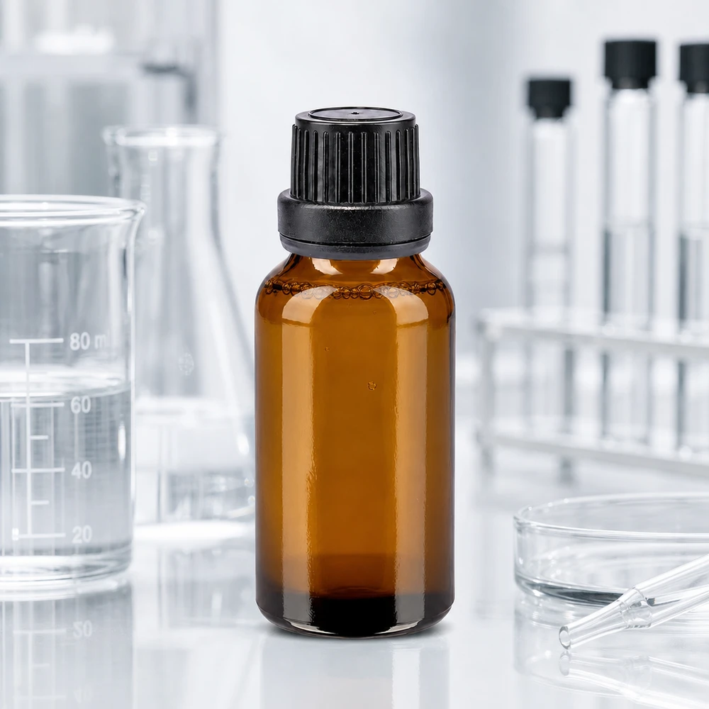 Frasco de farmácia castanho 20ml tampa de rosca preta com fecho inviolável Frasco de farmácia de 20 ml em vidro castanho com tampa conta-gotas preta de 11 mm para laboratório e farmácia