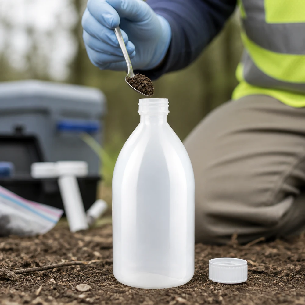 Weiße 1000ml HDPE Schraubflasche Enghals für sichere Aufbewahrung von Bodenproben im Feld