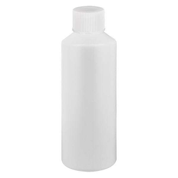 Frasco de farmácia HDPE 100ml branco, com tampa de rosca branca