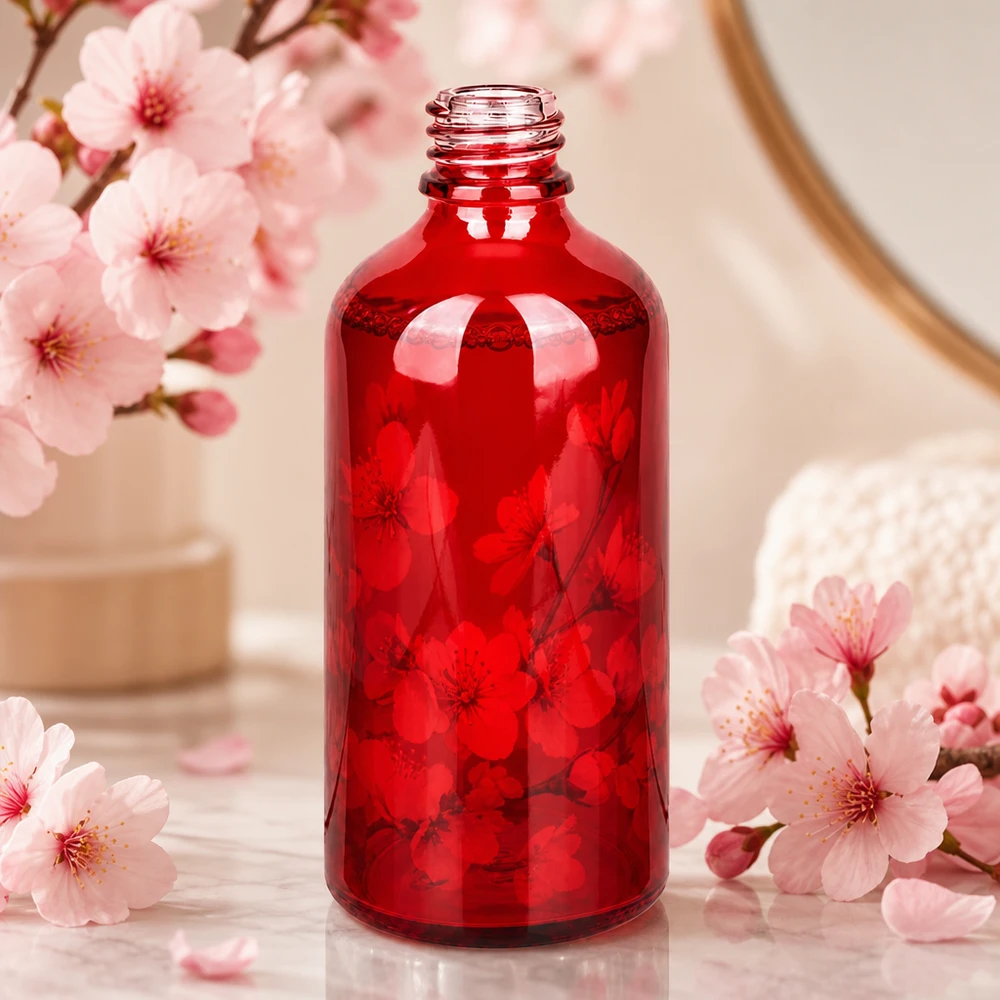 Frasco de farmácia de 100 ml RedLine UT18/100 UNiTWIST Frasco de farmácia de 100 ml RedLine UT18/100 em vermelho transparente ideal para aromaterapia e óleos essenciais