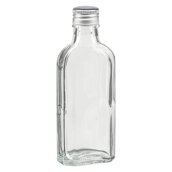 100 ml Meplat transparente com tampa de alumínio prata PP22 100 ml Meplat transparente com tampa de alumínio prata PP22