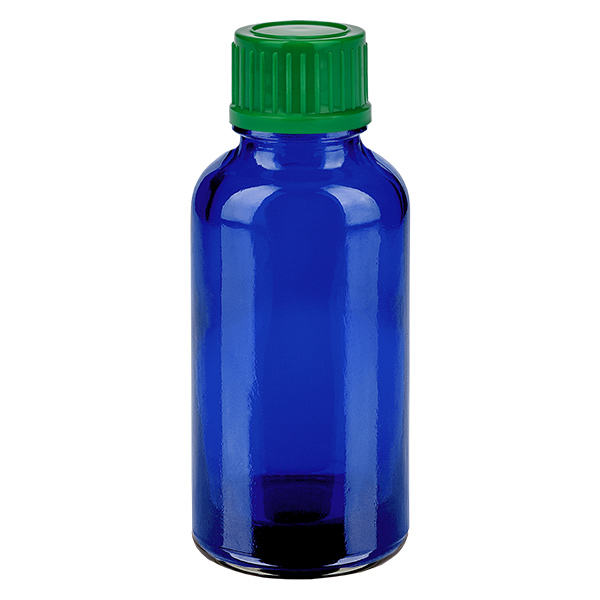Frasco de 30ml com tampa de rosca de 11mm verde standard BlueLine UT18/30