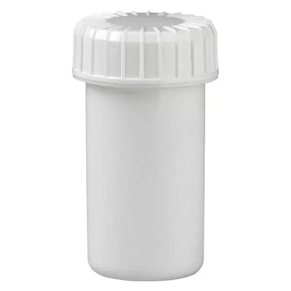 Frasco branco com tampa de rosca de 20 ml com tampa estriada