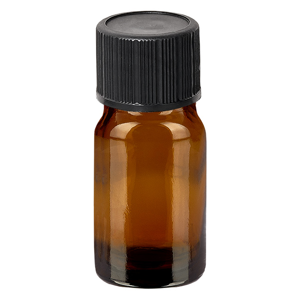 Frasco conta-gotas de 5 ml preto de 1 mm com tampa standard BrownLine UT18/5