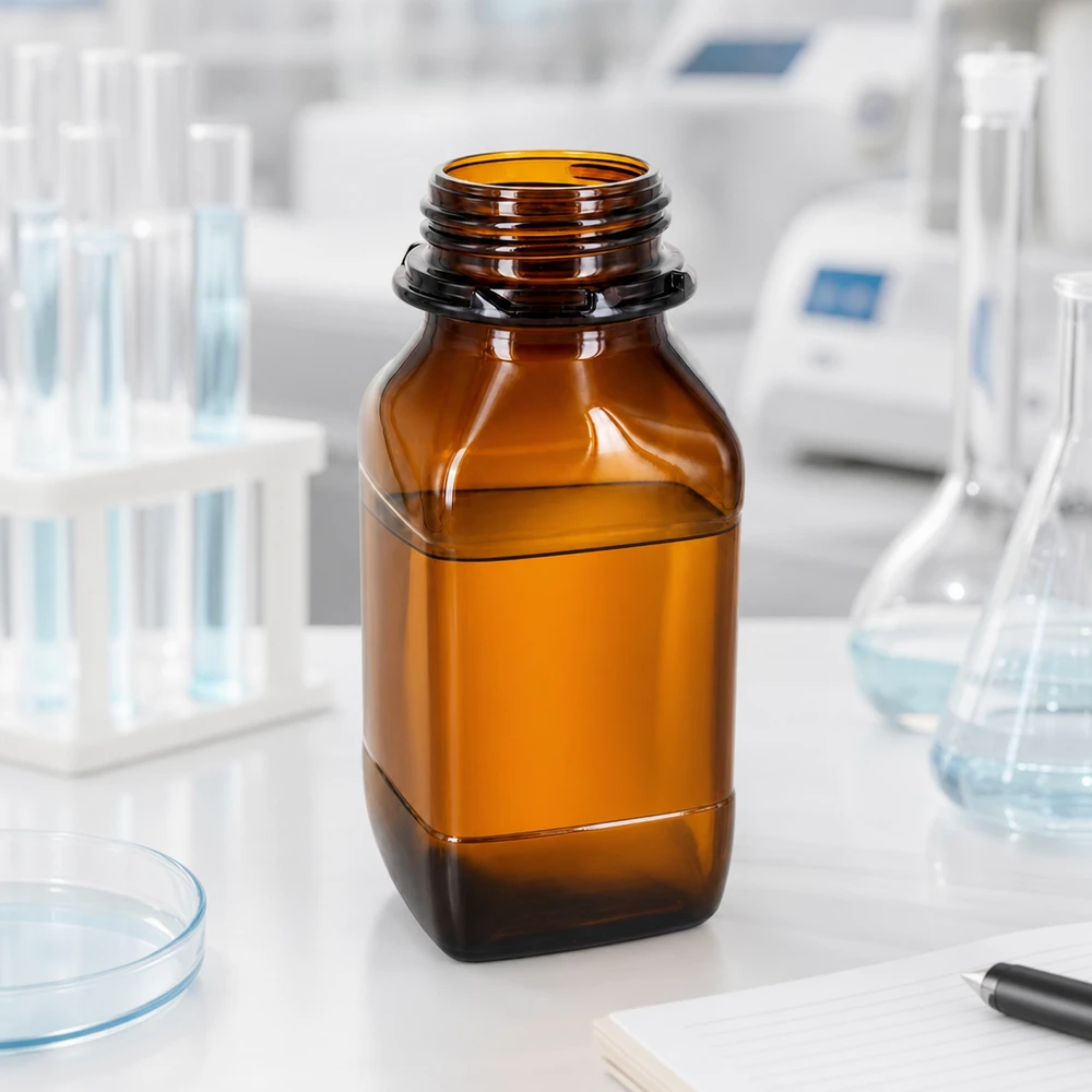 Garrafa de vidro castanho com 500 ml para armazenamento – a sua proteção de confiança para substâncias valiosas Frasco de laboratório castanho de 500 ml com abertura larga para facilitar o enchimento de produtos químicos