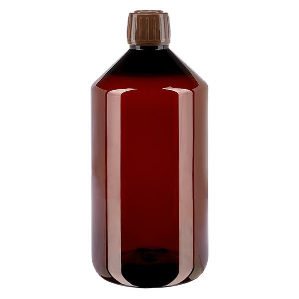 Frasco PET 750ml com tampa inviolável castanha