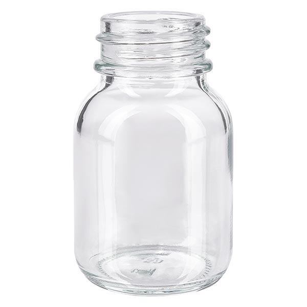 Frasco de 50ml com gargalo largo em vidro transparente Frasco de 50ml com gargalo largo em vidro transparente