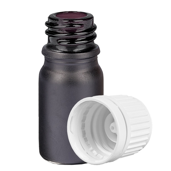 Frasco de 5ml 11mm tampa de rosca branca inviolável BlackLine UT18/5 Frasco de 5ml 11mm tampa de rosca branca inviolável BlackLine UT18/5