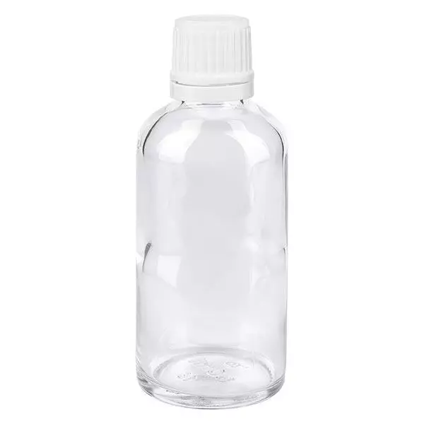 Frasco de farmácia transparente 50ml tampa conta-gotas 1.2mm branco fecho inviolável Frasco de farmácia transparente 50ml tampa conta-gotas 1.2mm branco fecho inviolável