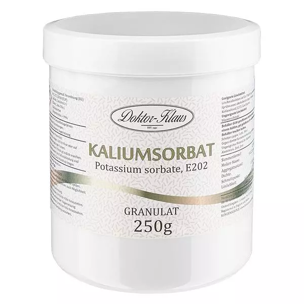 Sorbato de potássio (sorbato de potássio) 250g Doktor-Klaus Sorbato de potássio (sorbato de potássio) 250g Doktor-Klaus