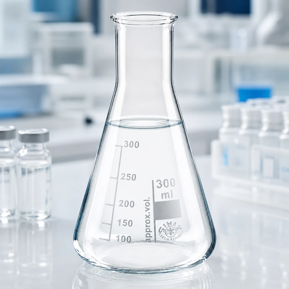 Frasco Erlenmeyer 300ml com gargalo estreito