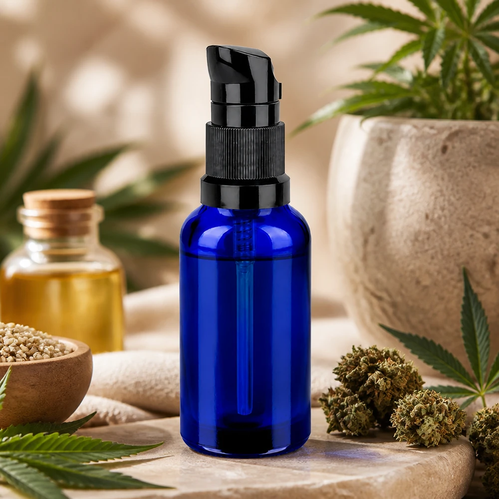 Frasco de vidro de 30 ml com doseador BlueLine para uma aplicação fácil de óleos e essências