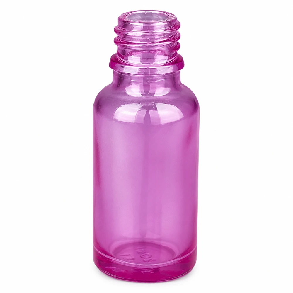 Frasco de spray de 20 ml branco/transparente Standard PurpleLine UT18/20 Frasco de vidro transparente roxo de 20 ml com rosca para óleos essenciais e soros