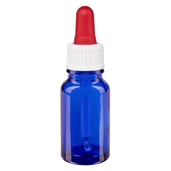 Frasco de farmácia azul 10ml pipeta branco/vermelho standard