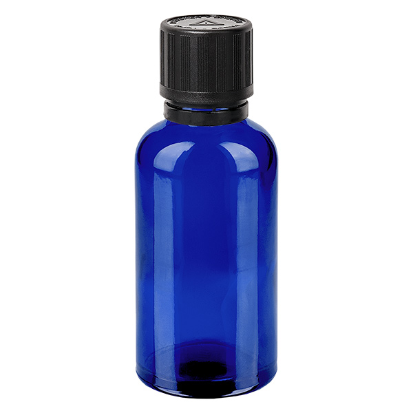 Frasco conta-gotas de 50ml 1mm preto com fecho inviolável Dispositivo de segurança para crianças AzulL. UT18/50