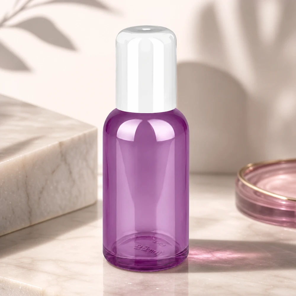 Frasco roll-on de 30ml branco padrão PurpleLine UT18/30 Frasco roll-on de vidro de alta qualidade de 30 ml de cor púrpura com uma prática tampa roll-on