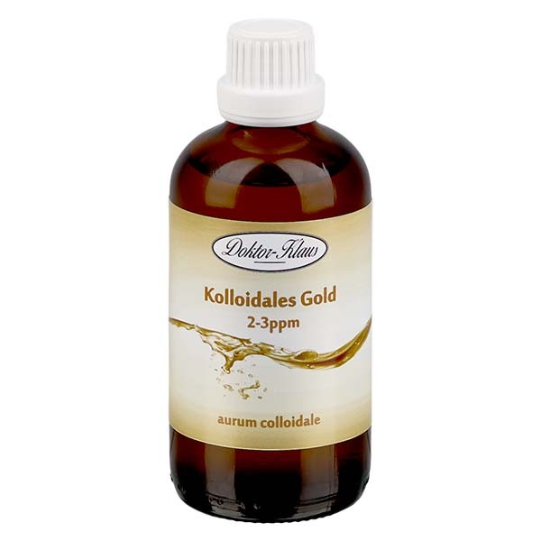100 ml de ouro coloidal Doktor-Klaus, 2-3ppm, frasco de vidro âmbar com fecho inviolável 100 ml de ouro coloidal Doktor-Klaus, 2-3ppm, frasco de vidro âmbar com fecho inviolável