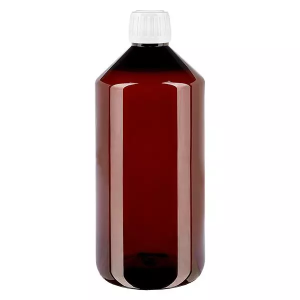 Frasco PET 1000ml com tampa inviolável branca standard Frasco PET 1000ml com tampa inviolável branca standard