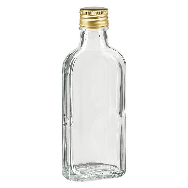 100 ml Meplat transparente com tampa de alumínio dourada PP22 100 ml Meplat transparente com tampa de alumínio dourada PP22
