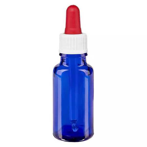 Frasco de farmácia azul 20ml pipeta branco/vermelho standard