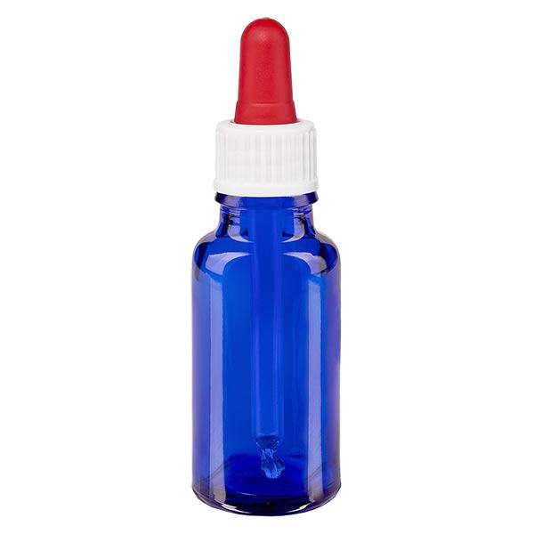 Frasco de farmácia azul 20ml pipeta branco/vermelho standard