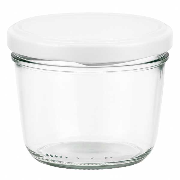 Frasco de vidro de 230 ml com tampa BasicSeal branca - frasco de vidro para compotas e conservas