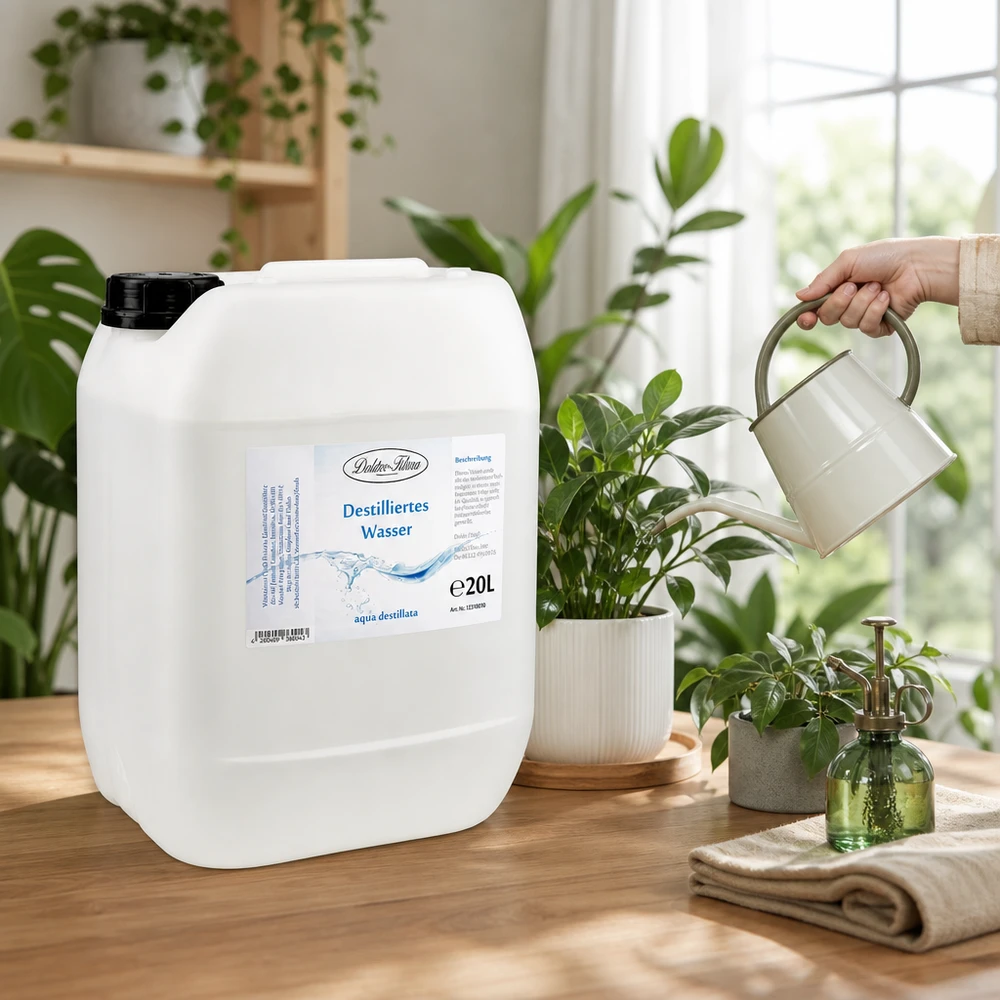 Recipiente de 20 litros de água destilada Doktor-Klaus, ideal para o tratamento de plantas e irrigação de jardins