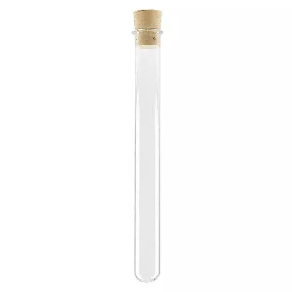 Tubo de ensaio 160x15mm com vidro de borosilicato, com cortiça