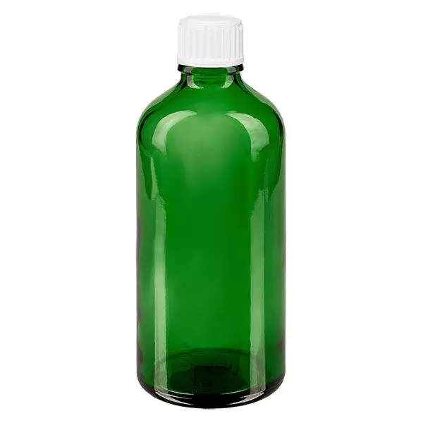 Frasco de farmácia verde 100ml tampa conta-gotas branco 0,8mm standard Frasco de farmácia verde 100ml tampa conta-gotas branco 0,8mm standard