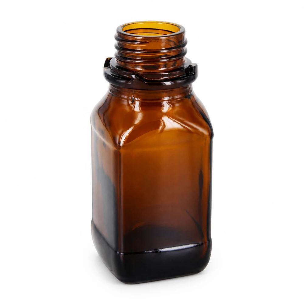 Frasco de vidro castanho de 100 ml para as suas substâncias valiosas Frasco de vidro castanho de 100 ml para as suas substâncias valiosas