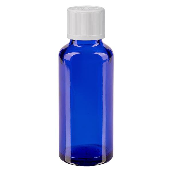 Frasco de farmácia azul 30ml tampa conta-gotas branco padrão resistente a crianças