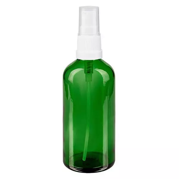 Frasco de farmácia verde 100ml spray top branco Frasco de farmácia verde 100ml spray top branco