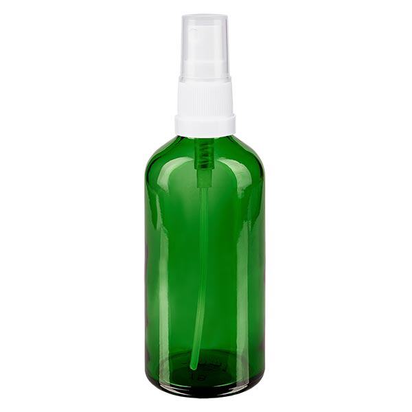 Frasco de farmácia verde 100ml spray top branco
