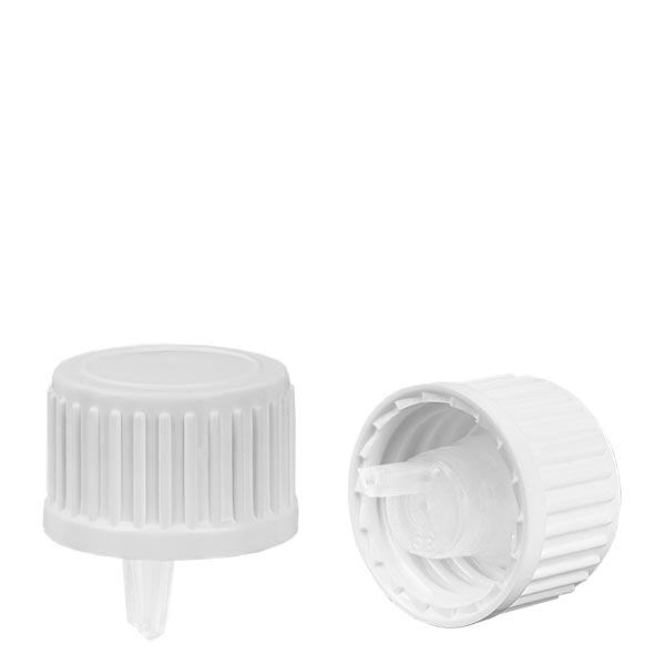 Tampa de conta-gotas 0.9mm branca 18mm standard Tampa de conta-gotas 0.9mm branca 18mm standard