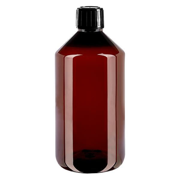 Frasco PET 750ml com tampa inviolável preta Frasco PET 750ml com tampa inviolável preta