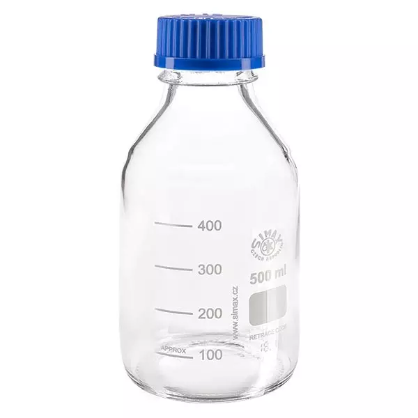 Frasco de rosca de laboratório 500ml com tampa, borosilicato Frasco de rosca de laboratório 500ml com tampa, borosilicato