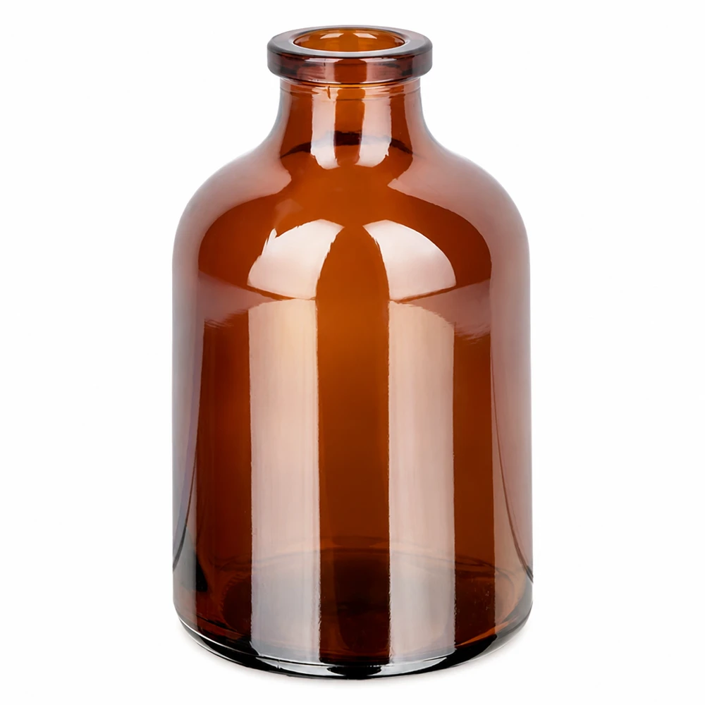 Frasco de injeção de vidro âmbar 50ml Braunglas Vial 50ml zylindrisch mit engem Öffnungsrand für sterile Injektionspräparate
