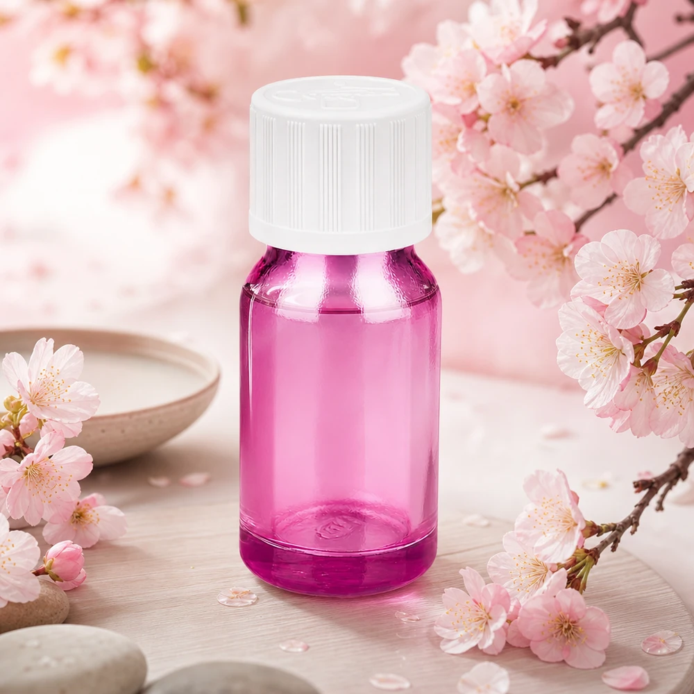 Frasco transparente de 10 ml com tampa KiSi para produtos cosméticos líquidos em violeta