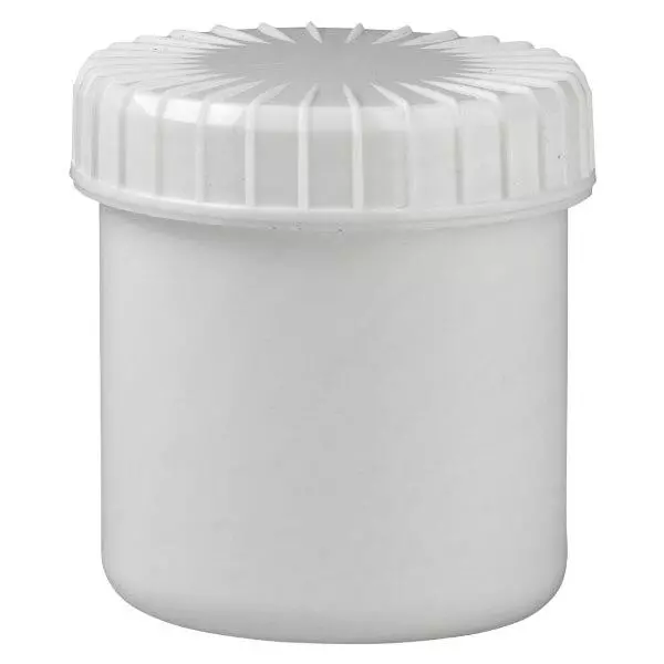 Frasco branco com tampa de rosca de 75 ml com tampa ranhurada