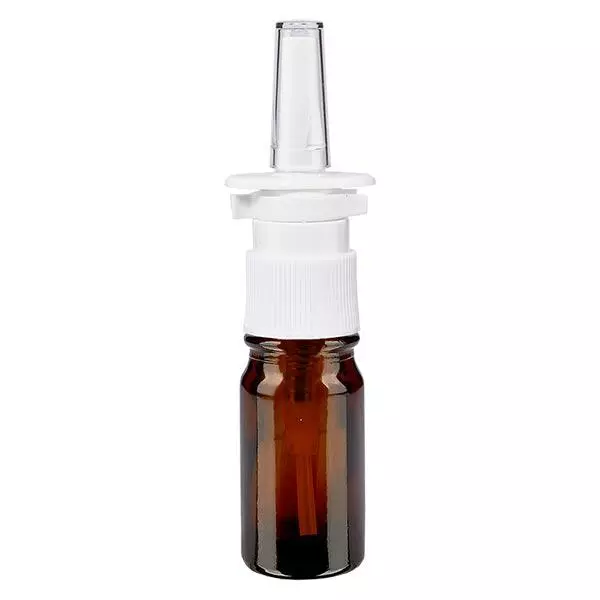 Frasco de farmácia castanho 5ml spray nasal branco standard Frasco de farmácia castanho 5ml spray nasal branco standard