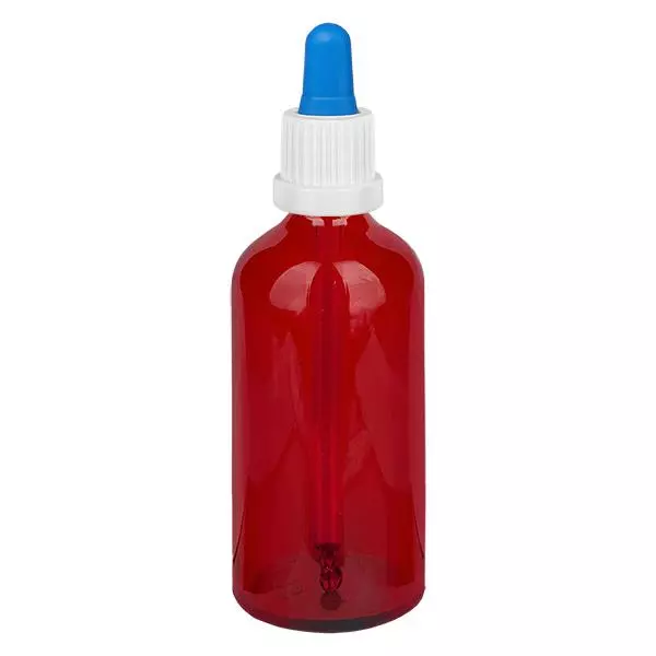 Frasco pipeta de 100 ml branco/azul com tampa inviolável RedLine UT18/100 Frasco pipeta de 100 ml branco/azul com tampa inviolável RedLine UT18/100