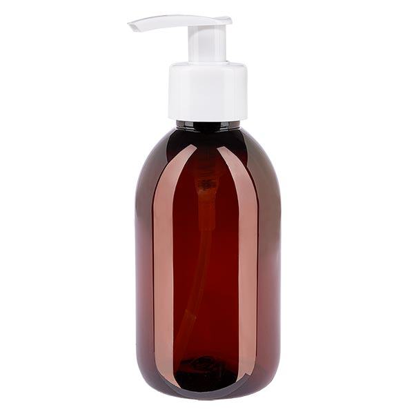 Frasco PET 250ml com bomba doseadora branca Frasco PET 250ml com bomba doseadora branca