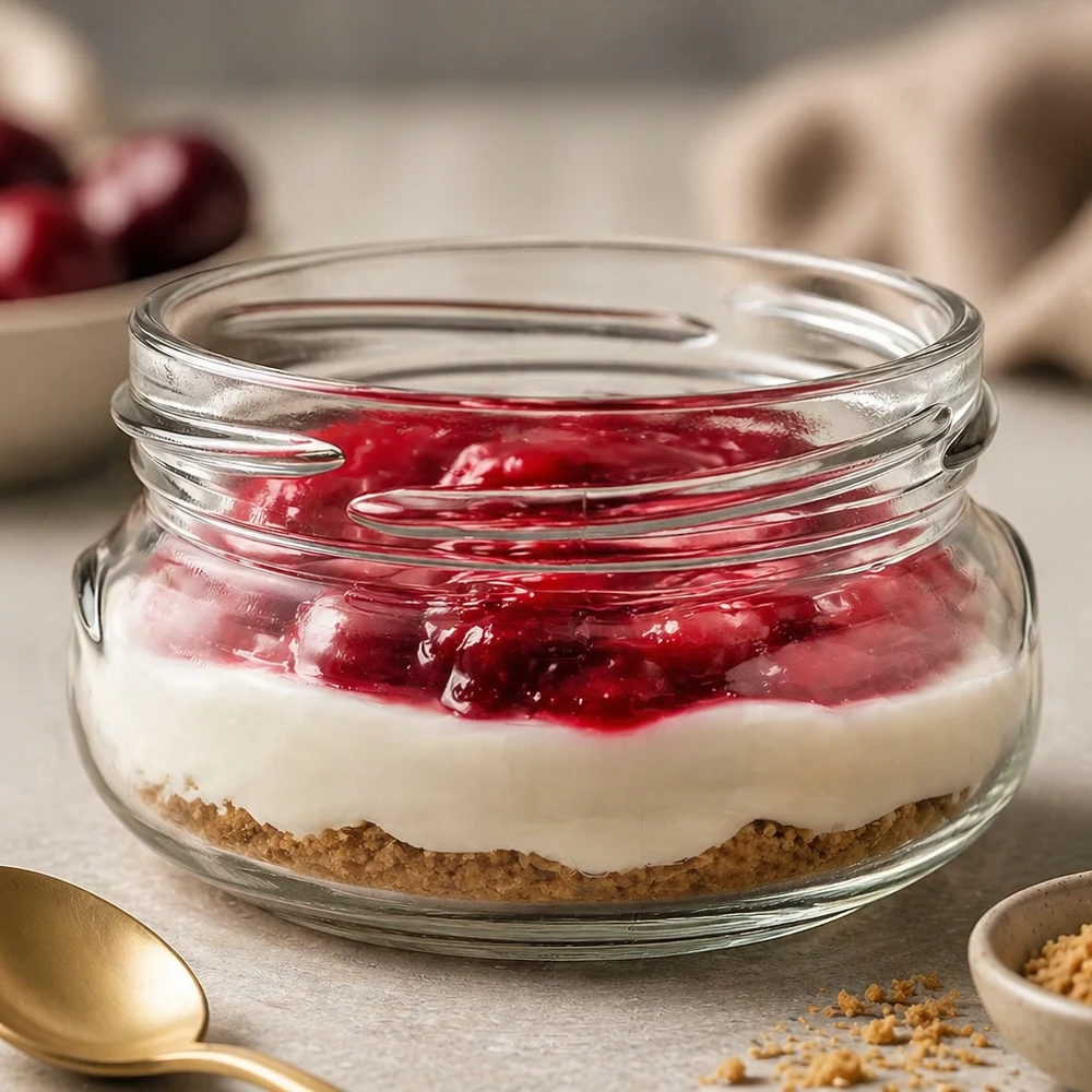 Frasco para terrina de 120ml sem tampa (TO70) UNiTWIST UNiTWIST Terrina120 copo de terrina 120ml cheio de sobremesa - camada de frutos vermelhos sobre creme branco e base de biscoito