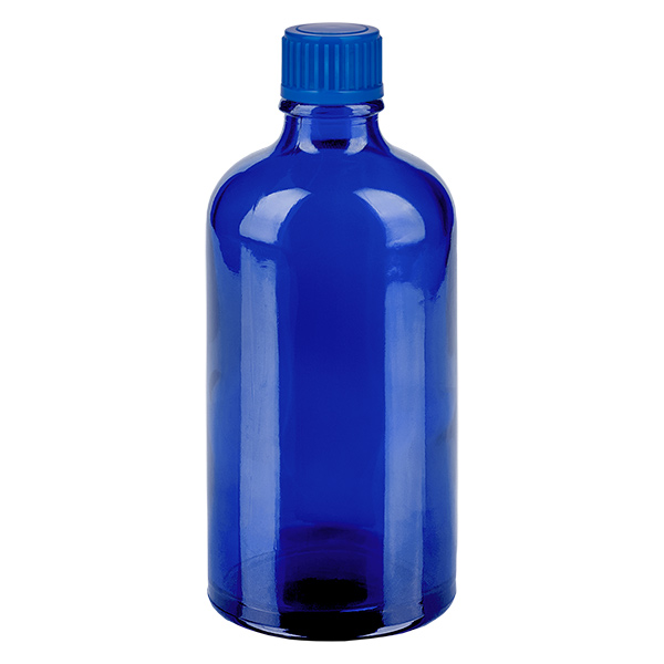 Frasco de 100ml com tampa de rosca de 11mm azul Standard BlueLine UT18/100
