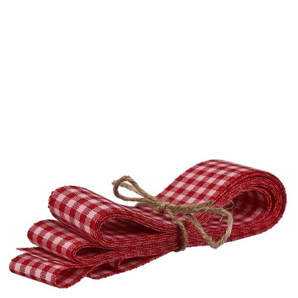 Fita de tecido vermelho/branco para decoração 300cm