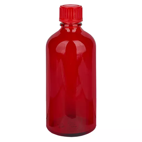 Frasco de 100 ml com tampa de rosca de 11 mm vermelho standard RedLine UT18/100 Frasco de 100 ml com tampa de rosca de 11 mm vermelho standard RedLine UT18/100